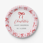 Pink Red Coquette Bow Valentine Baby Shower Pappteller (Vorderseite)