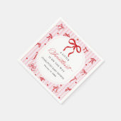 Pink Red Coquette Bow Valentine Baby Shower Serviette (Ecke)