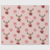 Pink & Red Deer Wrapping Paper | Woodland Birthday Geschenkpapier (Flach)