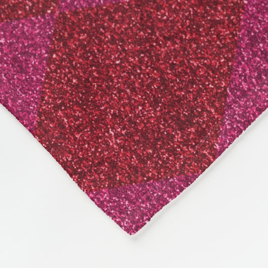 Pink & Red Diamond Glitzer Pouf Fleecedecke (Ecke)