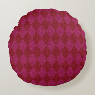 Pink & Red Diamond Glitzer Pouf Rundes Kissen