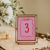 Pink Red Doodle Cute Wedding Hand-Drawn Tischnummer