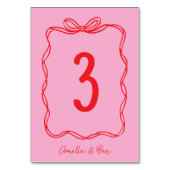 Pink Red Doodle Cute Wedding Hand-Drawn Tischnummer (Vorderseite)