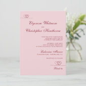 Pink Red Elegant Chic Calligraphy Wedding Einladung (Stehend Vorderseite)