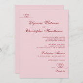 Pink Red Elegant Chic Calligraphy Wedding Einladung (Vorne/Hinten)