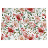 Pink Red Floral Bridal Shower Große Geschenktüte (Vorderseite)