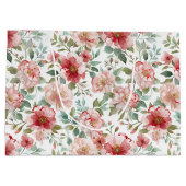 Pink Red Floral Bridal Shower Große Geschenktüte (Rückseite)