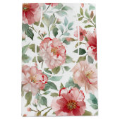 Pink Red Floral Bridal Shower Mittlere Geschenktüte (Vorderseite)