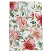 Pink Red Floral Bridal Shower Mittlere Geschenktüte (Rückseite)