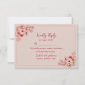 Pink Red Floral Elegant RSVP Karte (Vorderseite)