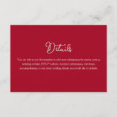 Pink Red Floral Elegant Wedding Details Begleitkarte (Vorderseite)