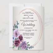 Pink Red Floral Geometric Watercolor Wedding Einladung (Vorderseite)