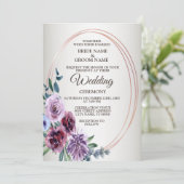 Pink Red Floral Geometric Watercolor Wedding Einladung (Stehend Vorderseite)