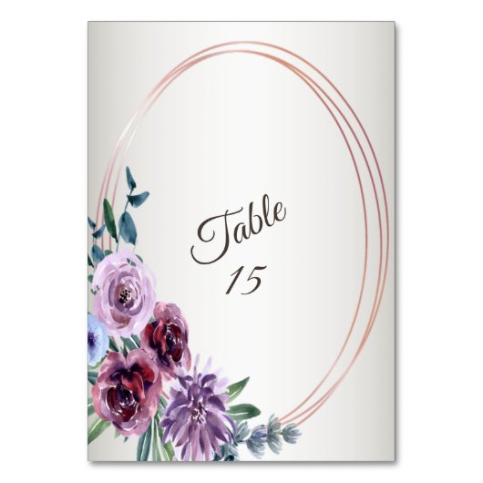 Pink Red Floral Geometric Watercolor Wedding Party Tischnummer (Vorderseite)