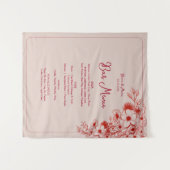 Pink Red Floral Wedding Bar Menu Wandteppich (Vorderseite (Horizontal))