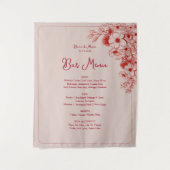 Pink Red Floral Wedding Bar Menu Wandteppich (Vorderseite)