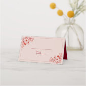 Pink Red Floral Wedding Platzkarte (Rückseite)