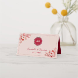 Pink Red Floral Wedding Platzkarte