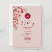 Pink Red Floral Wedding Program (Vorderseite)
