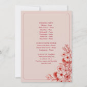 Pink Red Floral Wedding Program (Rückseite)