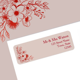 Pink Red Floral Wedding Return Address