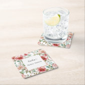 Pink Red Flowers Bridal Shower   Rechteckiger Pappuntersetzer (Vor Ort)