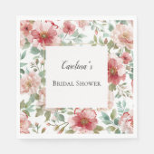 Pink Red Flowers Bridal Shower   Serviette (Vorderseite)