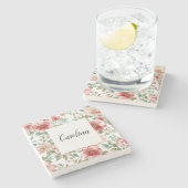 Pink Red Flowers   Steinuntersetzer (Seitenansicht)