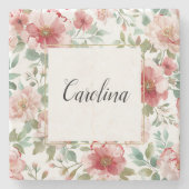 Pink Red Flowers   Steinuntersetzer (Vorderseite)