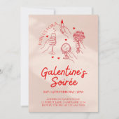 Pink & Red Galentine’s Day Party Invitation Templa Einladung (Vorderseite)