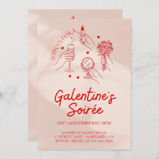 Pink & Red Galentine’s Day Party Invitation Templa Einladung