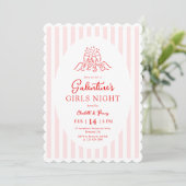 Pink Red Galentine's Party Invitation Einladung (Stehend Vorderseite)