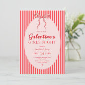 Pink Red Galentine's Party Invitation Einladung (Stehend Vorderseite)
