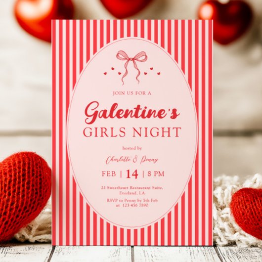 Pink Red Galentine's Party Invitation Einladung
