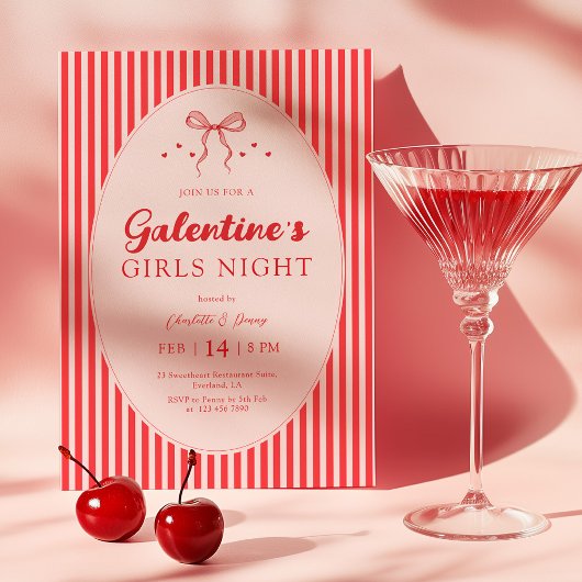 Pink Red Galentine's Party Invitation Einladung
