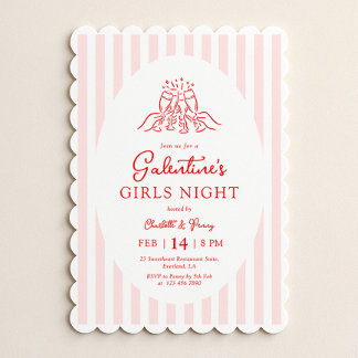 Pink Red Galentine's Party Invitation Einladung