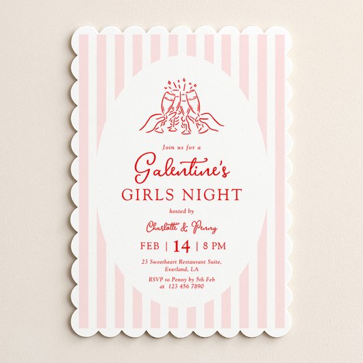 Pink Red Galentine's Party Invitation Einladung