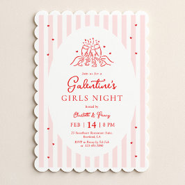 Pink Red Galentine's Party Invitation Einladung