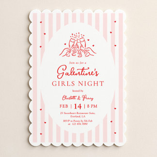Pink Red Galentine's Party Invitation Einladung