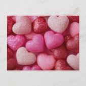 Pink Red Glitter Hearts Valentine`s Day Card  Postkarte (Vorderseite)