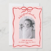 Pink & Red Grandmillennial Baby's 1. Weihnachten (Vorderseite)