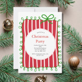 Pink Red Green Coquette Bow Doodle Christmas Party Einladung