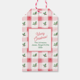 Pink Red Green Retro Muster Weihnachtsgeschenk Tag Geschenkanhänger