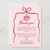 Pink & Red Hand Drawn Doodle Bow Girl Babydusche Dankeskarte (Vorderseite)