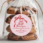 Pink & Red Hand Drawn Doodle Bow Girl Babydusche Runder Aufkleber