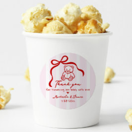 Pink & Red Hand Drawn Doodle Bow Girl Babydusche Runder Aufkleber