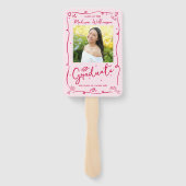 Pink Red Hand Drawn Doodle Graduation 2 Photo Fun Fächer (Rückseite)