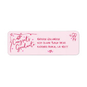 Pink Red Hand Drawn Doodle Graduation Fun Address (Vorne)