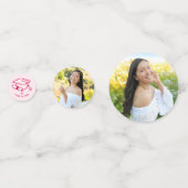 Pink Red Hand Drawn Doodles Graduation 3 Photo Fun Konfetti (Rückseiten)