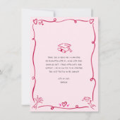 Pink Red Hand Drawn Doodles Photo Graduation Retro Dankeskarte (Rückseite)